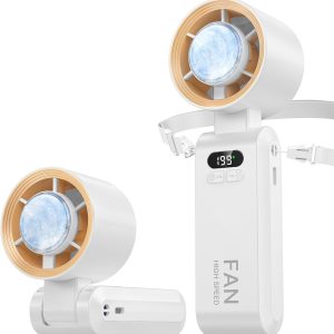 Handheld Portable Turbo Fan with Ice Cooler. Speed (1-199) 5500mAh Rechargeable Personal Fan.[20H Cooling Time] Mini Yet Powerful [20000 RPM] Small Pocket Fans for Travel/Outdoor/Home/Office. White : Home & Kitchen